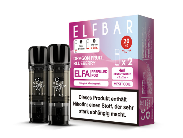 ELFBAR ELFA Prefilled Pod - Dragon Fruit Blueberry - 20mg - 2er Set