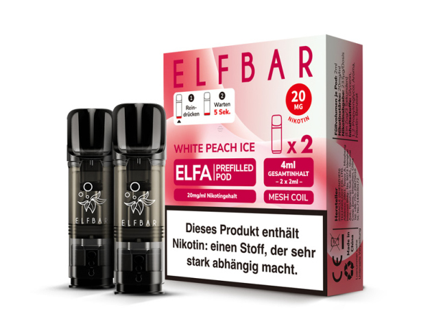 ELFBAR ELFA Prefilled Pod - White Peach Ice - 20mg - 2er Set
