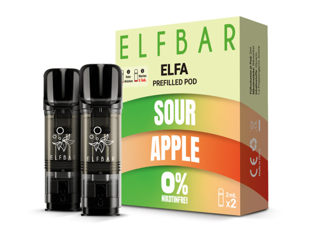ELFBAR ELFA Prefilled Pod - Sour Apple - 0mg - 2er Set