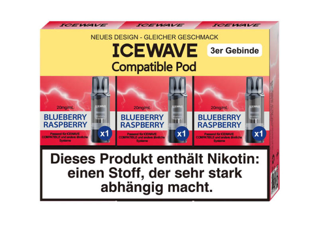 ICEWAVE 3 in 1 Pod - Blueberry Raspberry (Blaubeere, Erdbeere) - 20mg - 3er Set