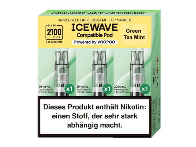 ICEWAVE 3 in 1 Pod - Green Tea, Mint (Grüner Tee, Minze) - 20mg - 3er Set