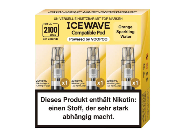 ICEWAVE 3 in 1 Pod - Orange Sparkling Water (Orange, Mineralwasser) - 20mg - 3er Set