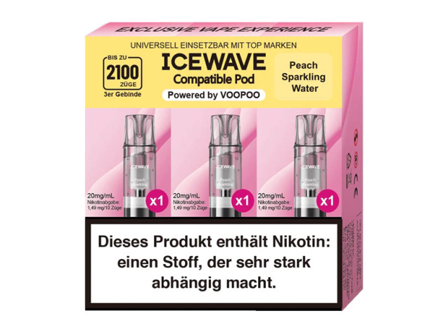 ICEWAVE 3 in 1 Pod - Peach Sparkling Water (Pfirsich, Mineralwasser) - 20mg - 3er Set