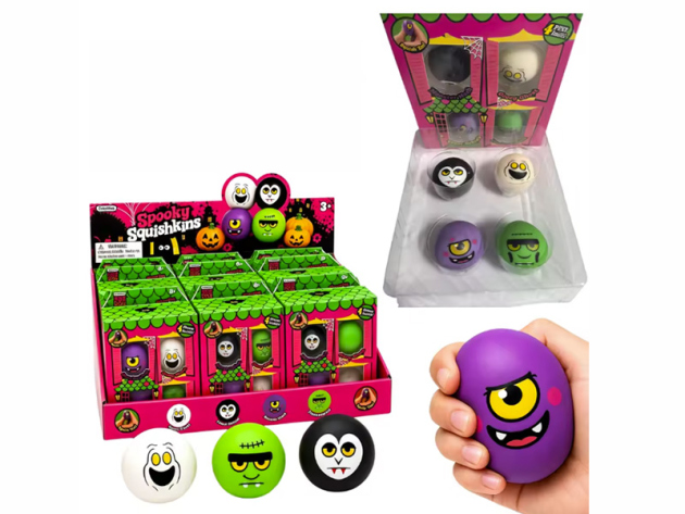 Squishy "Halloween-Geist" Stressabbau-Spielzeug; 4-fach sort.; 12er Display