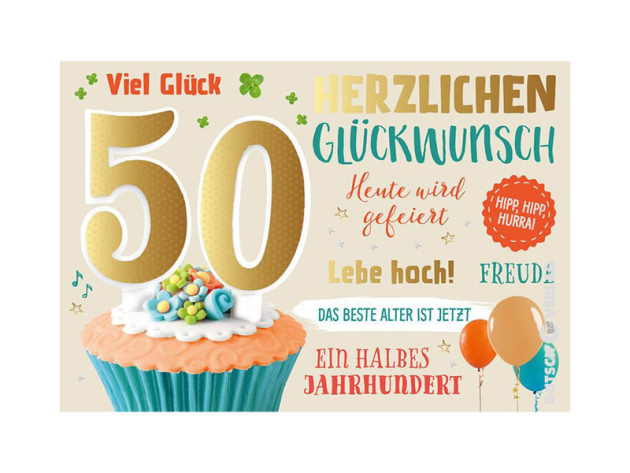 KULTURA Grußkarten "Runder Geburtstag", 4er Pack