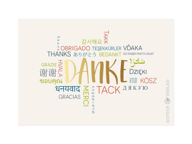 KULTURA Grußkarten "Danke", 4er Pack