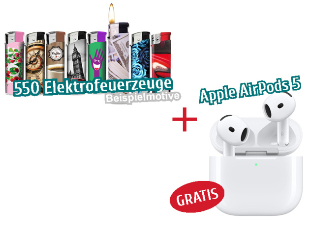 Aktion 550 Aktionsfeuerzeuge + Apple AirPods 5