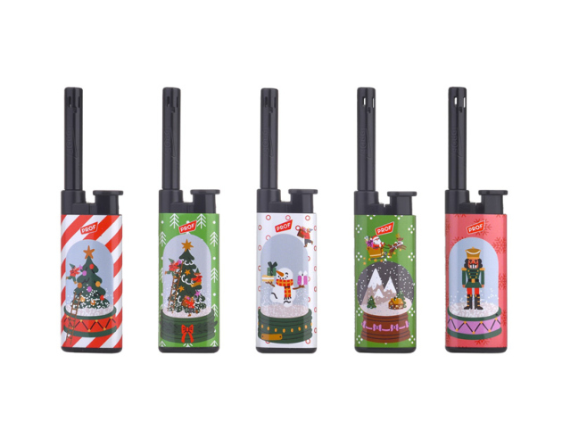 Stabfeuerzeuge "Weihnachts-Schneekugel" 25er Display
