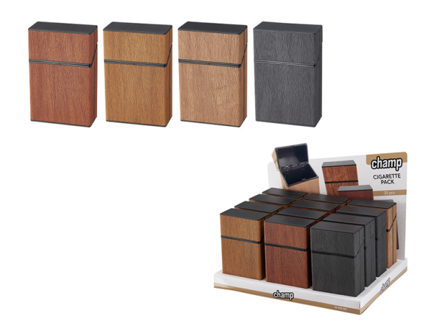 Zigarettenboxen "WOODEN" für 20 Zig., 3-fach sortiert, 12er Display
