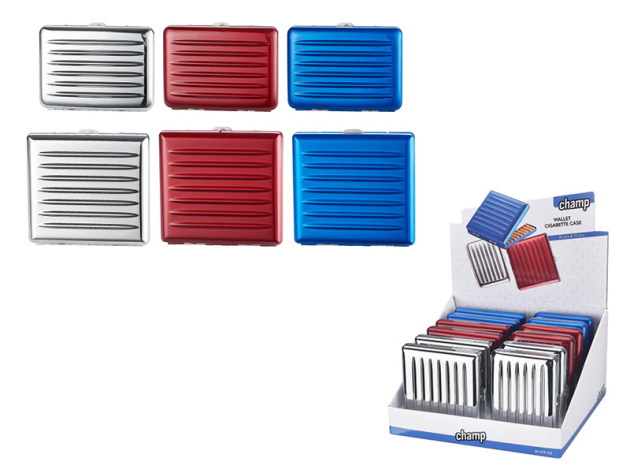 Zigarettenetuis "WALLET", für 20 Zig u. 12 Zig.., 6-fach sortiert, 12er Display