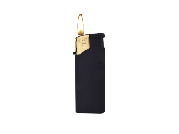 Elektrofeuerzeuge "MINI BLACK RUBBER" gold. Kappe, 50er Display