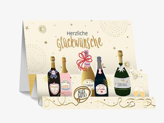 PAPELINO 3D-Aufstellkarten "Herzliche Glückwünsche", 4er Pack