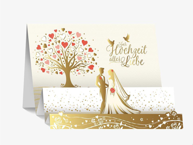 PAPELINO 3D-Aufstellkarten "Zur Hochzeit alles Liebe", 4er Pack