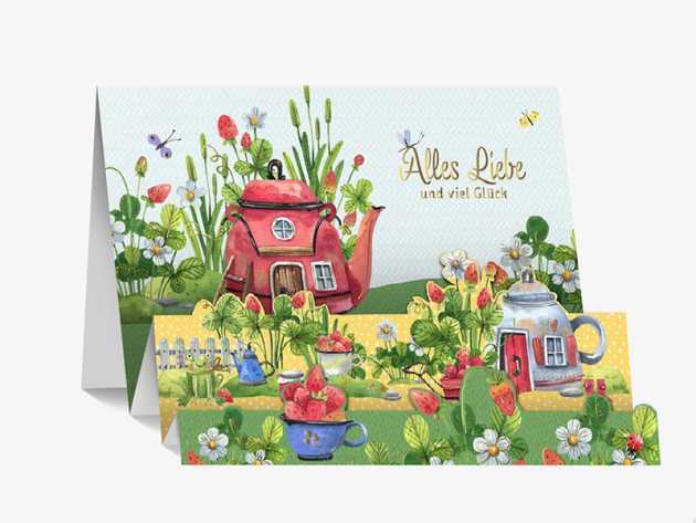 PAPELINO 3D-Aufstellkarten "Zum Geburtstag alles Gute", 4er Pack