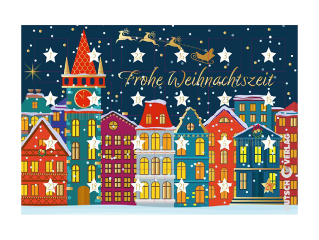 ADVENTSZAUBER Adventskalender Grußkarten "Frohe Weihnachtszeit", 4er Pack