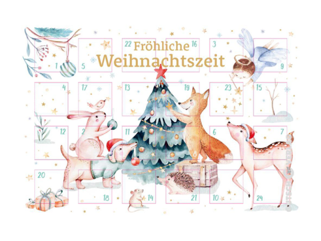 ADVENTSZAUBER Adventskalender Grußkarten "Fröhliche Weihnachtszeit", 4er Pack