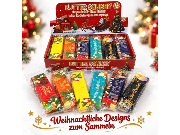 Squishy "Christmas Butter", 14x8x24cm, 12er Display
