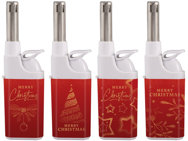 Stabfeuerzeuge "Weihnachten Rot", 5-fach sortiert, 25er Display