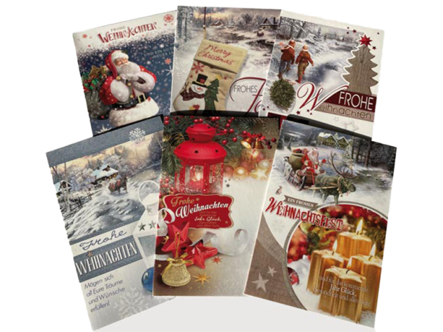 Weihnachts- und Neujahrskarte mit Kuvert & Text; 6-fach sort; 6er Pack