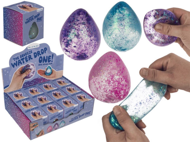 Squishy "Wassertropfen Glitzer" Antistress 7,5cm; 3-fach sort.; 12er Display
