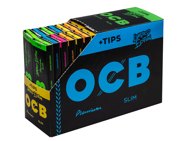 OCB Premium Slim + Tips "Limited Edition"; 32 Hefte je 32 Blatt, 5-fach sort.