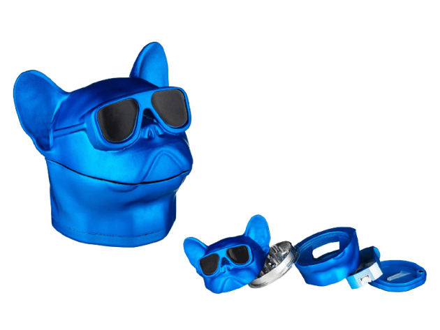 Grinder "Hund mit Brille" blau; 4-tlg.