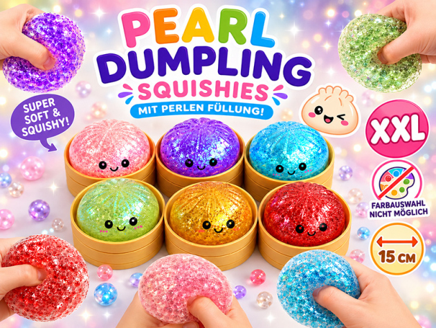Dumpling "PEARL XXL" mit Perlen; 15cm, 4-fach sortiert