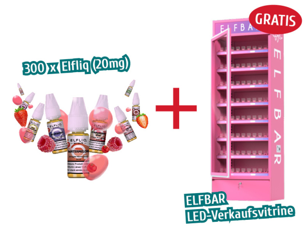 AKTION 300x Elfliq 20mg + ELFBAR Vitrine GRATIS