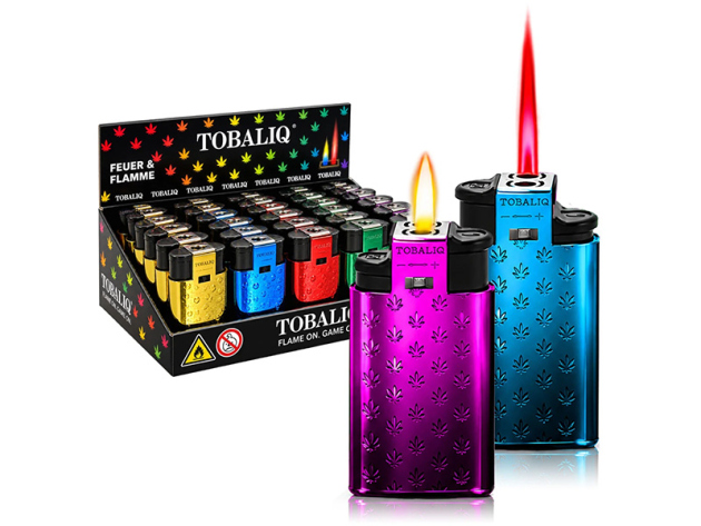 Sturmfeuerzeug "METALL EMBOSSING DUAL" 5-fach sort., Soft + Jetflame, 25er Display