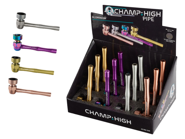 Metallpfeife "Alu" 8,5 cm, 4-fach sort.; 12er Display