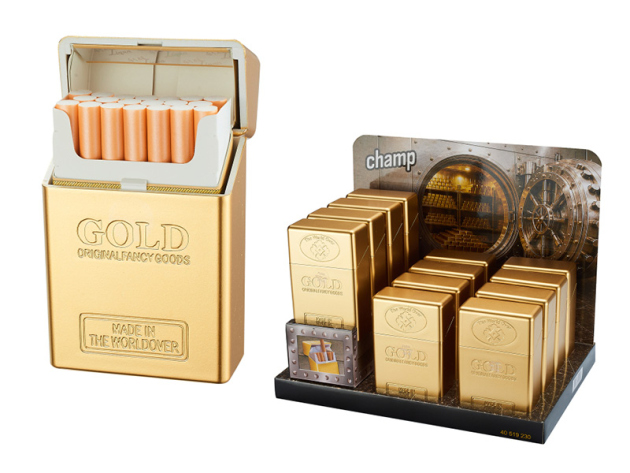 Zigarettenboxen "Gold Bar" für 20 Zig., 12er Display