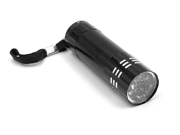 Taschenlampe "Multi-Light" mit Bändchen (Schwarz,Blau oder Silber)