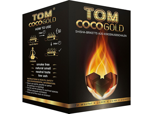 TOM Cococha Hookah coals GOLD, 2,5 x 2,5 x 2,5 cm, 1 kg