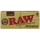 RAW Artesano Classic King Size Slim + Tips + Roll-Base, 15 booklets each 32 leaves + 32 Tips + 1 Tray