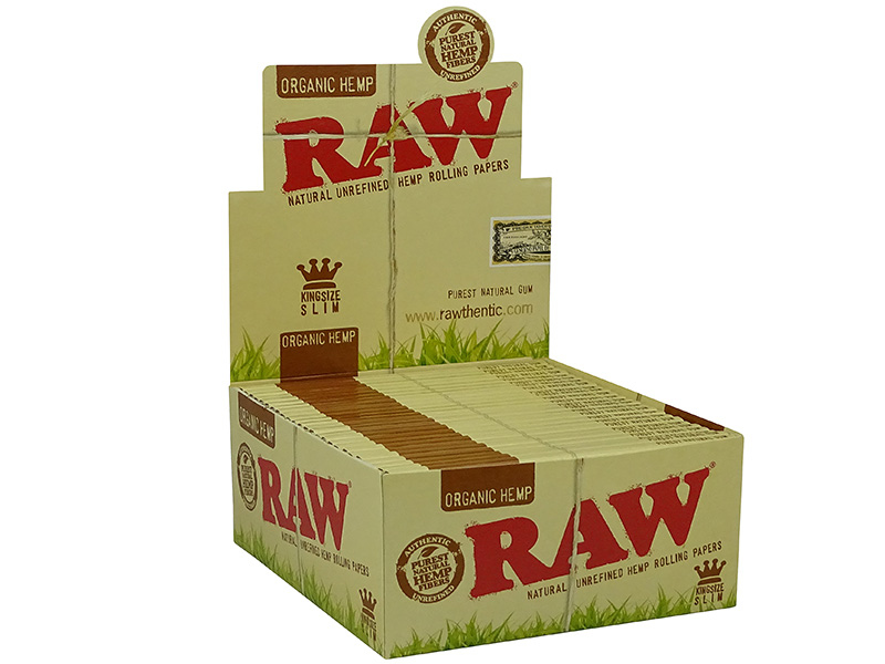 RAW Organic King Size slim Papers ungebleicht 1 Boxen mit 50 Heftchen/32 Blatt 