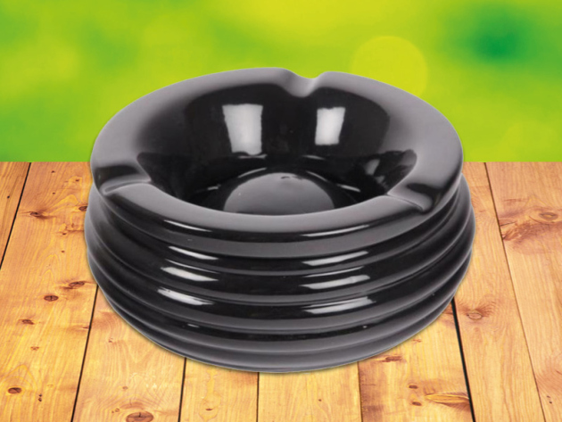 Wind Ashtray "Ceramic-Black" with creases, 6 cm x Ø14 cm
