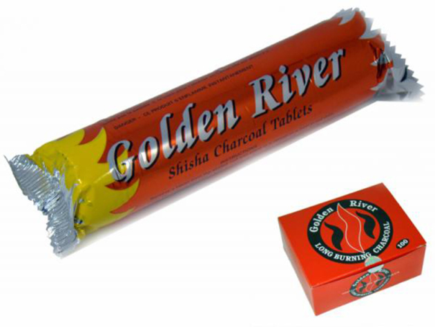 Golden River hookah charcoals 33 mm, 10 rolls each 10 tabs (100 pieces)