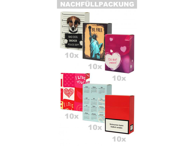 Cover XXL Cigarette Box, 60p refill pack, 6 motifs