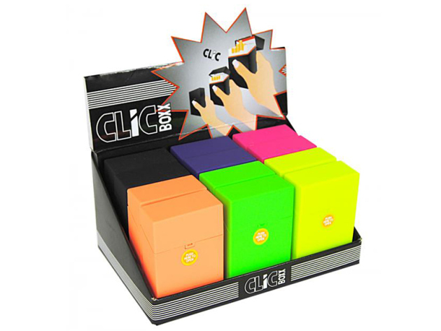 Cigarette Boxes "Neon", capacity: 20 cigs., 12p  display, Clic Boxen with pressable button