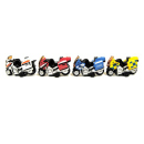 Spielzeugautos "Motorrad" versch. Farben (weiß, rot, blau, gelb), 12er Display