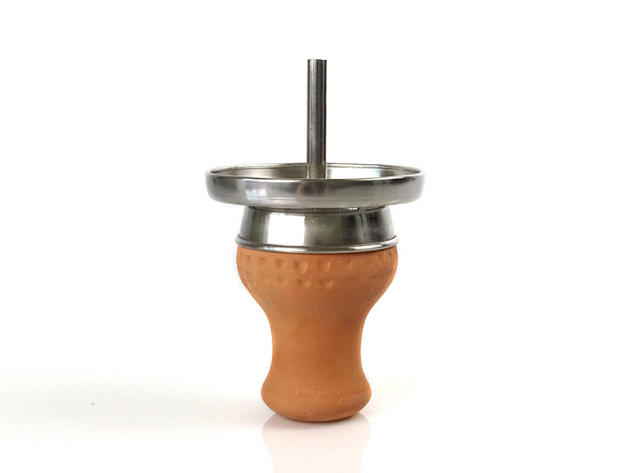 Stem cap "Metal" with clay bowl (H 8 cm, opening down Ø 2,3 cm, Ø 6,8cm up)